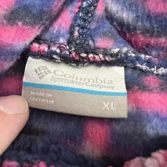 Columbia Women's West Bend Hoodie, Dark Sapphire Stripe Print Size XL Pink/Blue - Picture 8 of 9